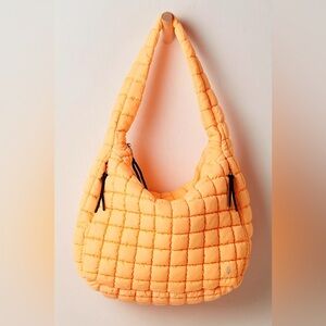 4219. FREE PEOPLE Quilted Carryall Bag in Neon Clementine NWT $78